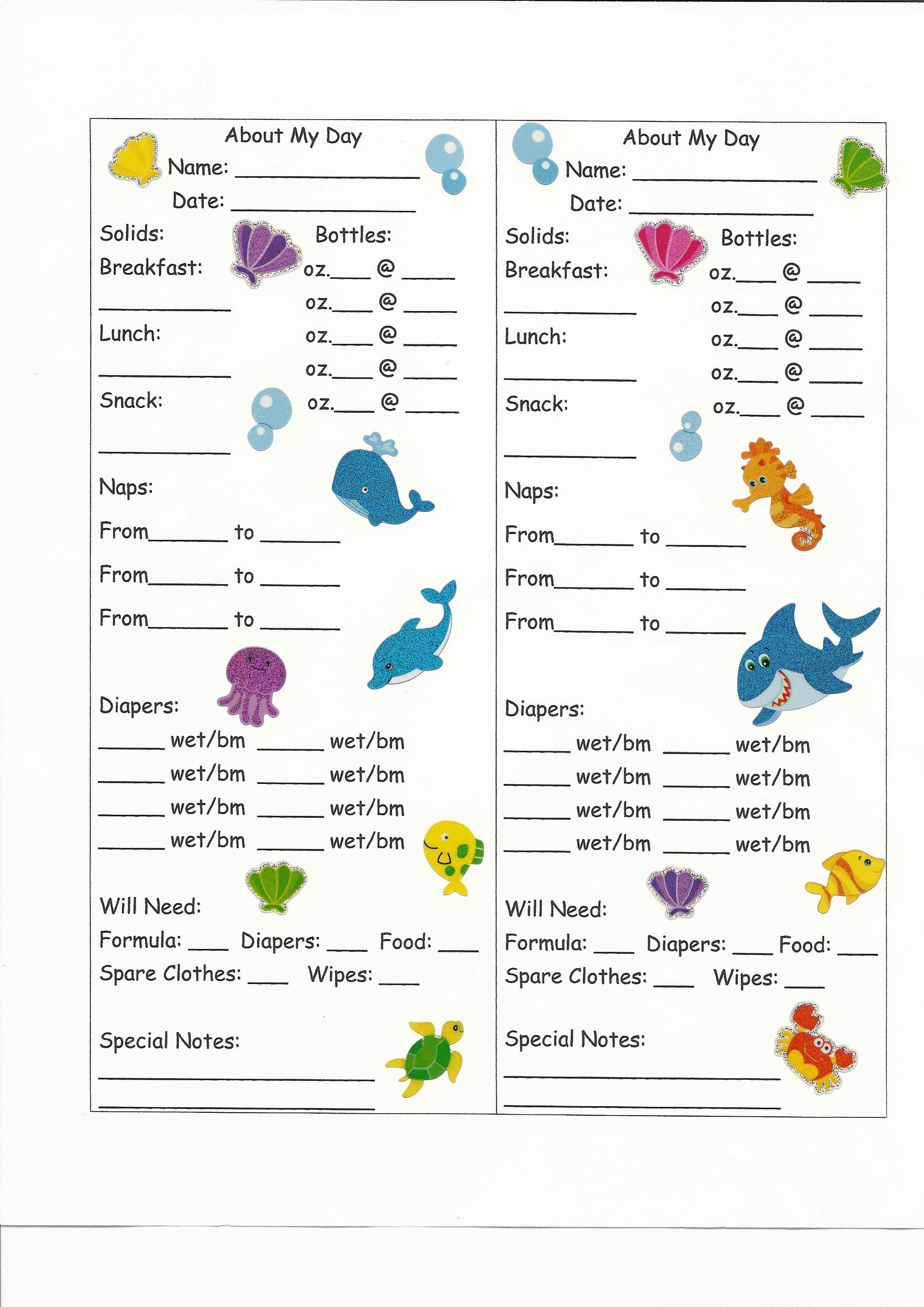 Free Printable Toddler Daily Report Sheets Print the daily routine